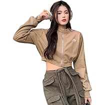 Amazon | [ALVEIN] トラックジャケット ショート丈 クロップド